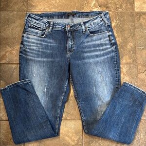 Silver Jeans Blue Skinny Jeans with Distressed Details